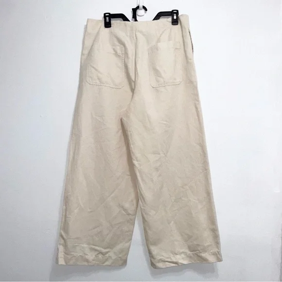 LOFT Cream Wide Leg Pants - Picture 2 of 8